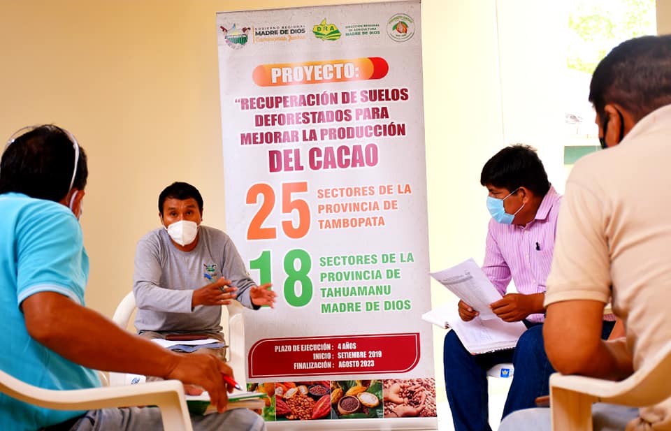 GOREMAD, PLANEA LA INSTALACIÓN MÁS DE 7 PARCELAS AGROFORESTALES DE CACAO EN EL ÁMBITO DE LA ZONA DE AMORTIGUAMIENTO DE LA RESERVA NACIONAL TAMBOPATA.