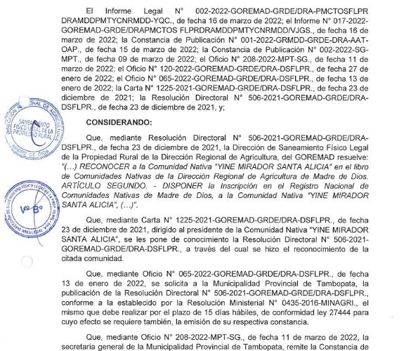 RESOLUCION  DIRECTORAL 033- SANTA ALISIA