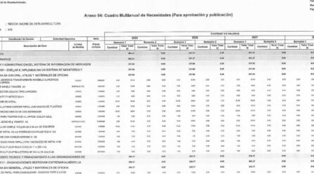 Cuadro Multianual de Necesidades 2025-2027 de la Dirección Regional de Agricultura de Madre de Dios