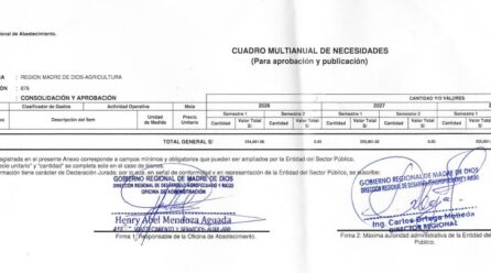 CONSOLIDACION Y APROBACION DEL CUADRO ANUAL DE NECESIDADES  DE LA DIRECCION REGIONAL DE DESARROLLO AGROPECUARIO Y RIEGO 
